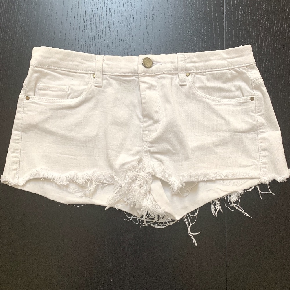 BLANKNYC White Distressed Cutoff Jean Shorts